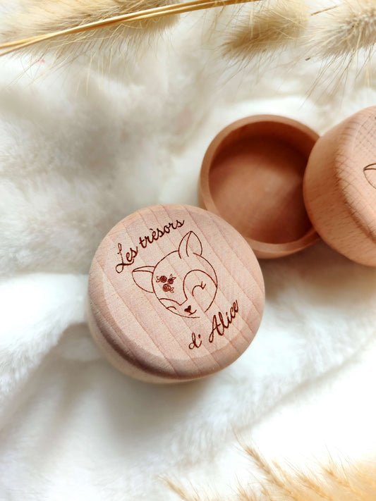 Boite à dents en bois avec ou sans fleurs séchées