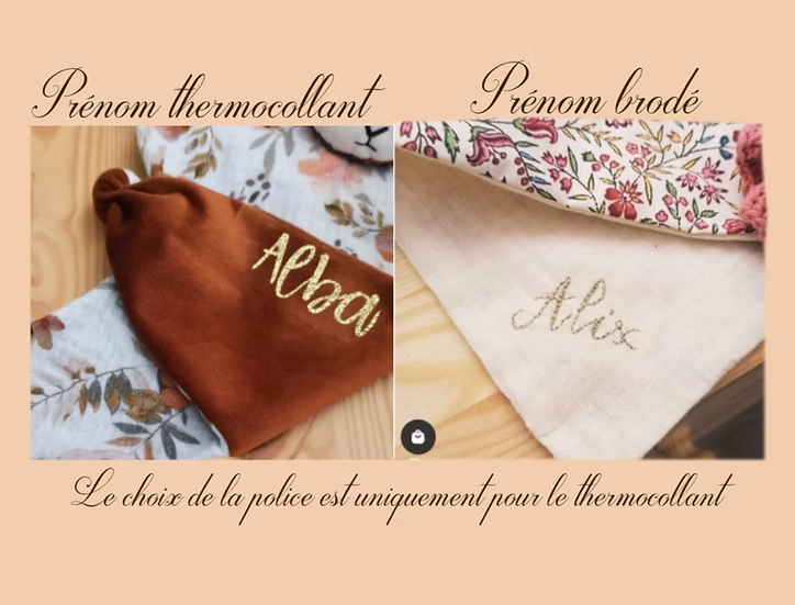 Prénom thermocollant ou brodé à la main pour doudou personnalisable