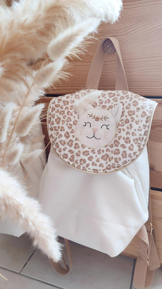 Sac à dos personnalisable chat maternelle fait main pour bébé ou enfant