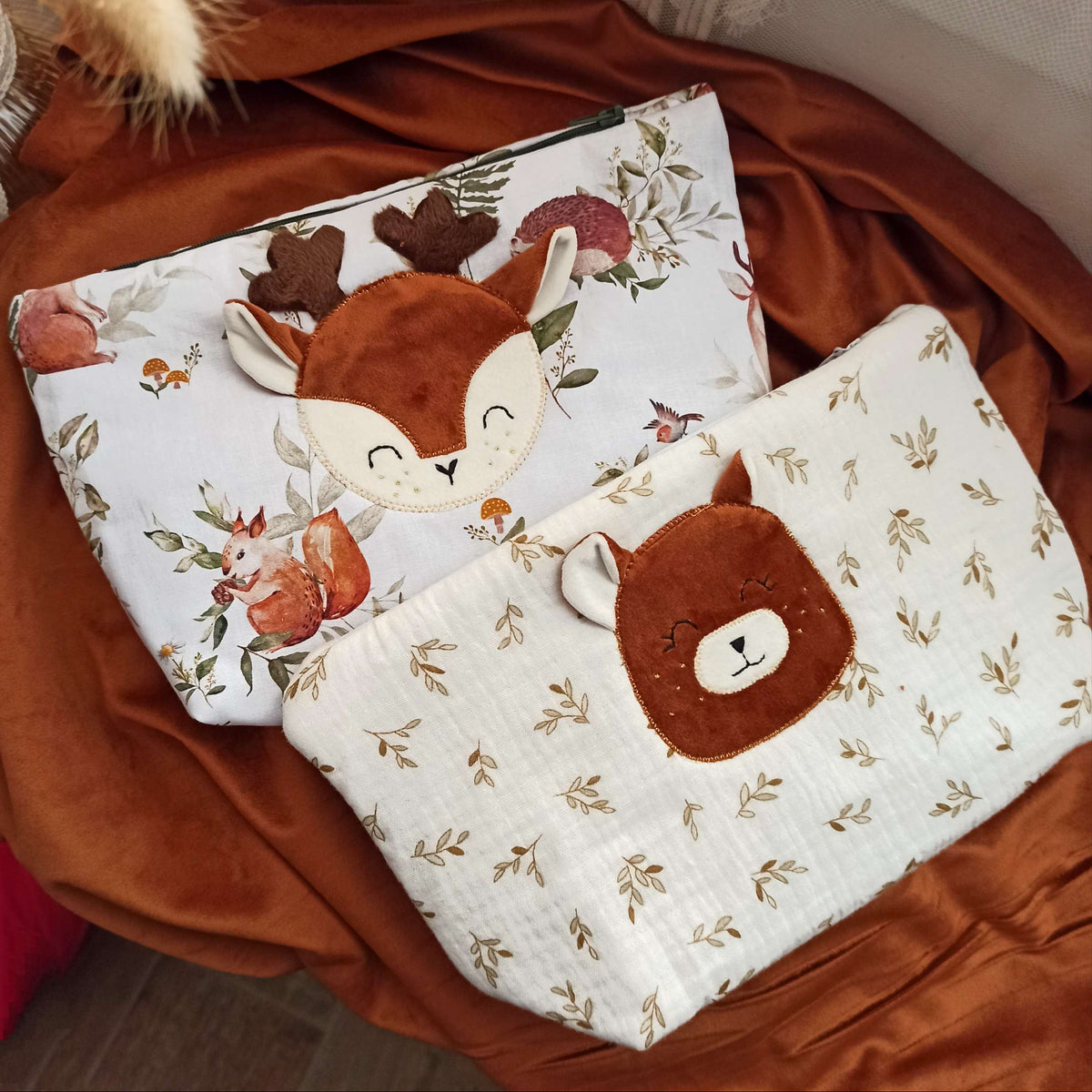 Trousse de toilette bébé à applique animal au choix - modèle personnalisable
