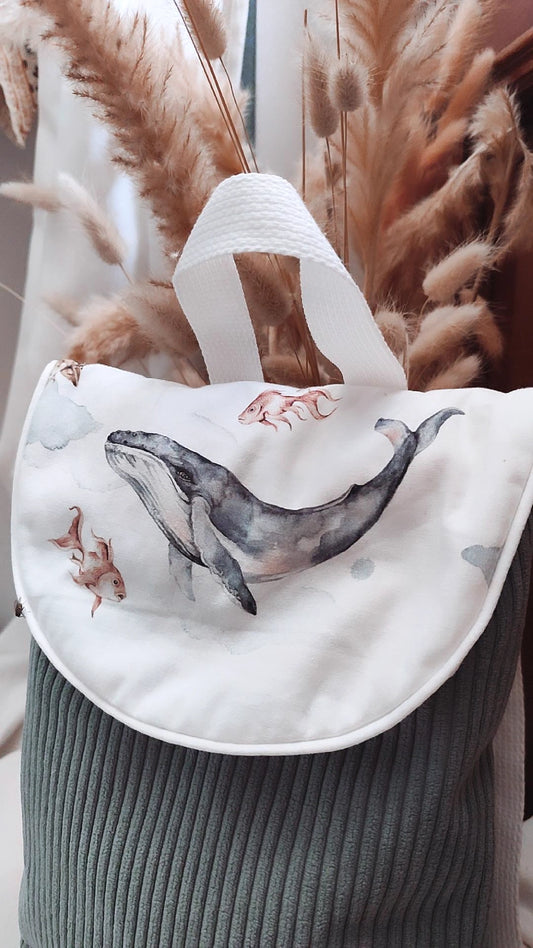 Sac à dos crèche/ maternelle – Modèle baleine en tissu fait main