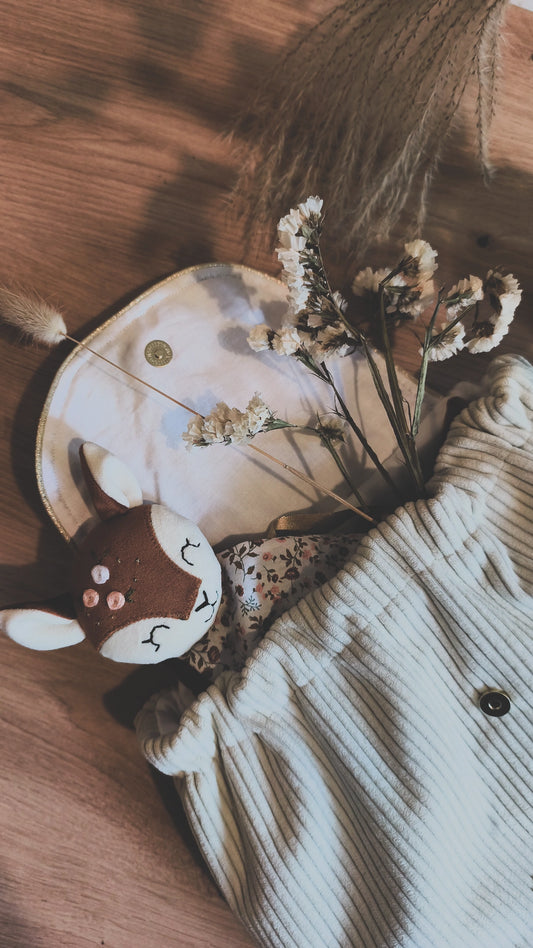 Sac à dos enfant maternelle Biche Rosie – Modèle personnalisable cousu main