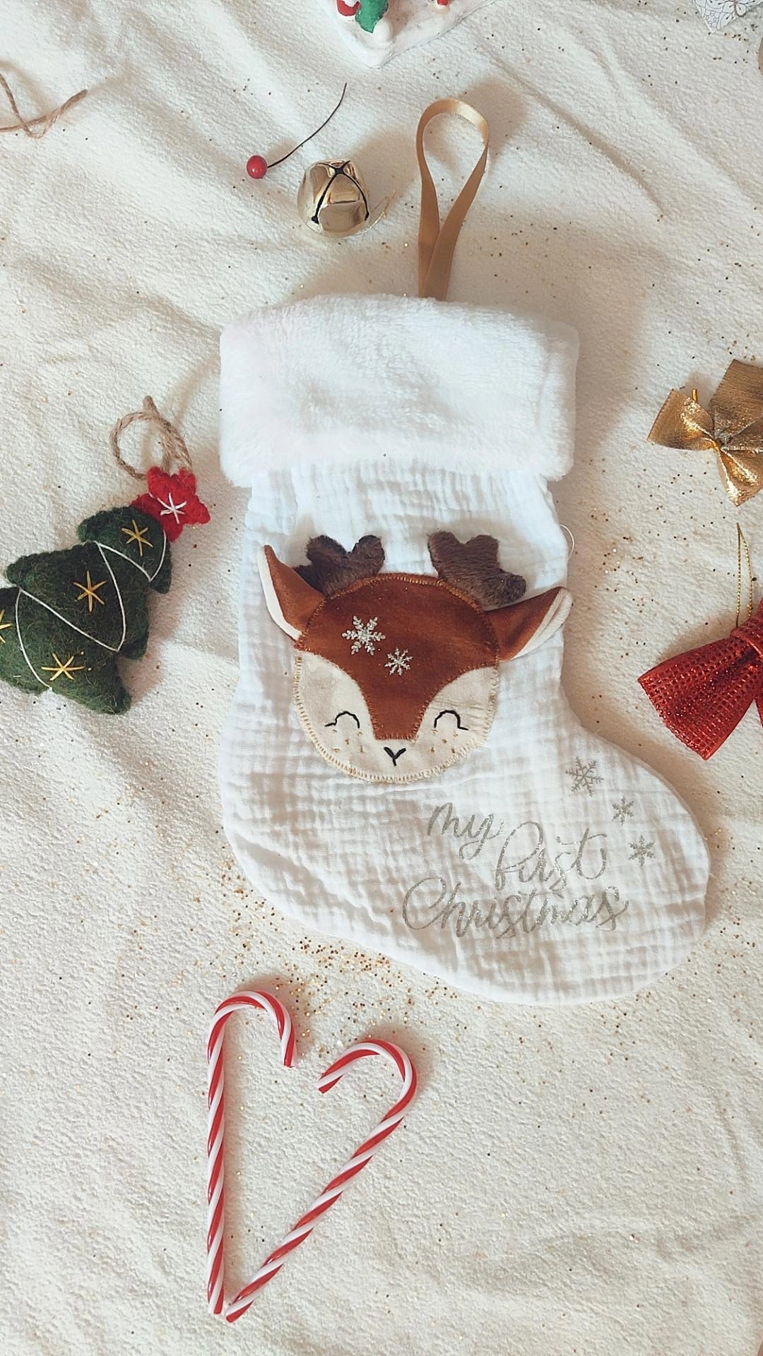 Chaussette de Noël modèle Cerf Séraphin - Personnalisable