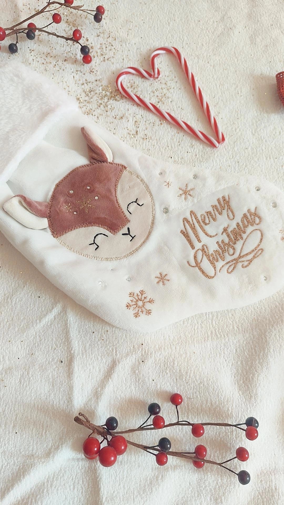 Chaussette de Noël Rosie La biche Rose ✨- Personnalisable