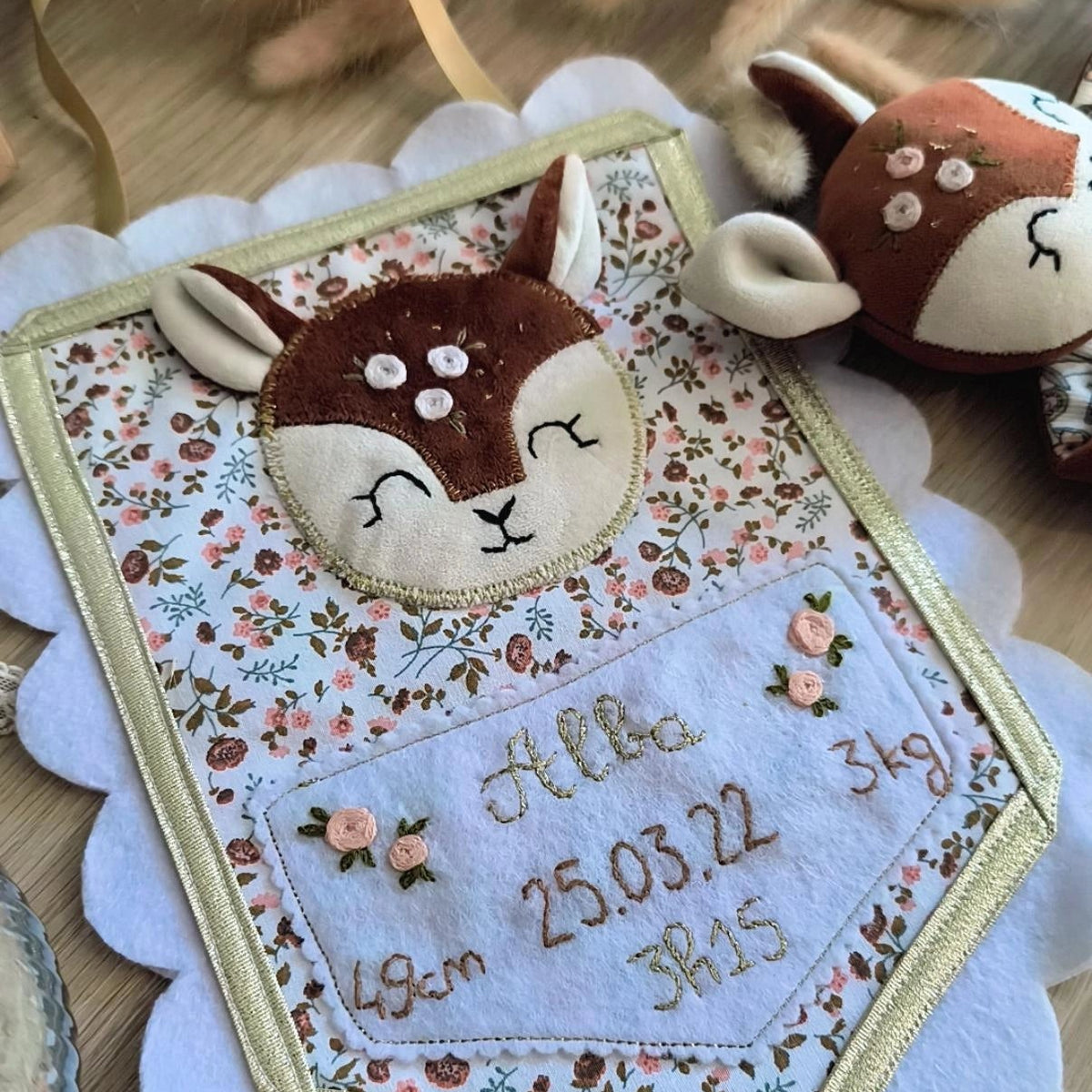 Fanion déco souvenir de naissance sur mesure et unique ✨
