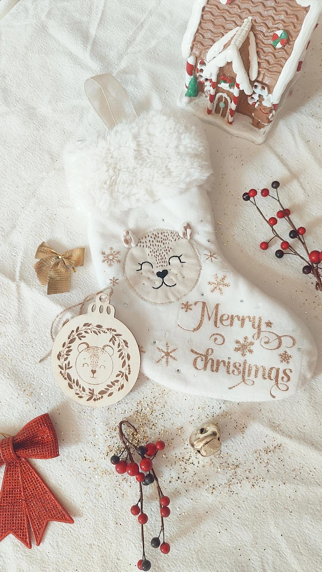 Chaussette de Noël modèle Savanah le léopard - Personnalisable