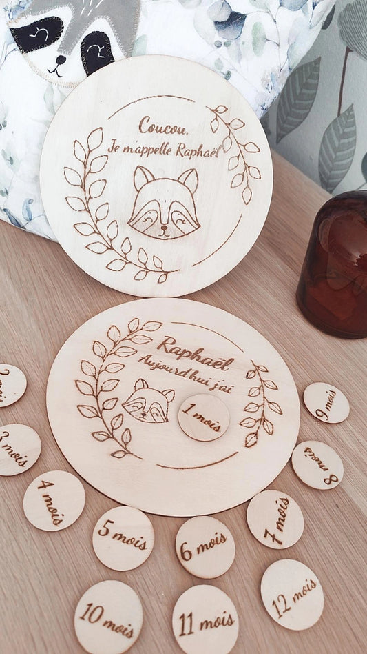 Carte annonce naissance Prénom+ animal personnalisable