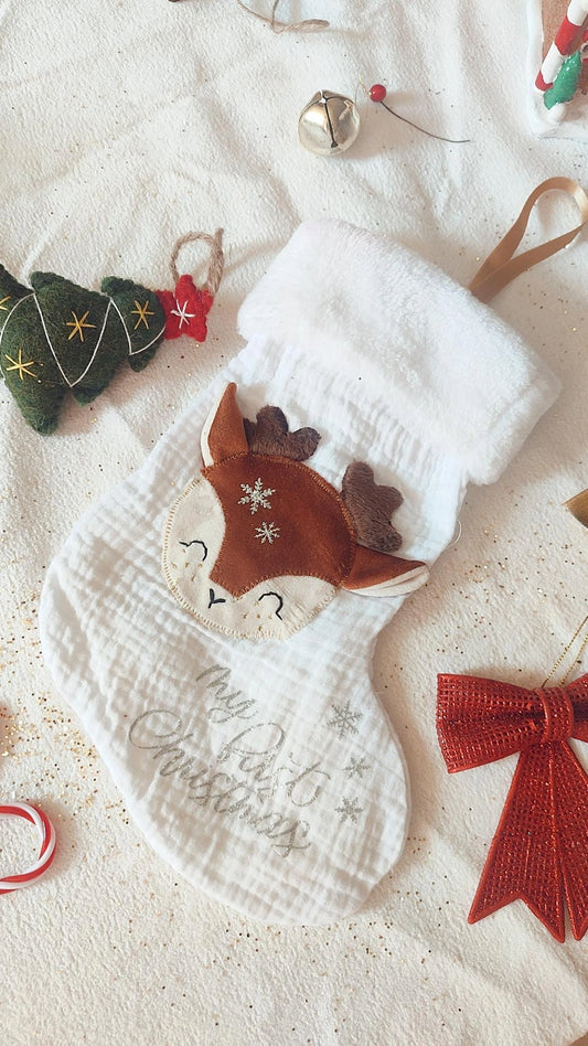 Chaussette de Noël modèle Cerf Séraphin - Personnalisable