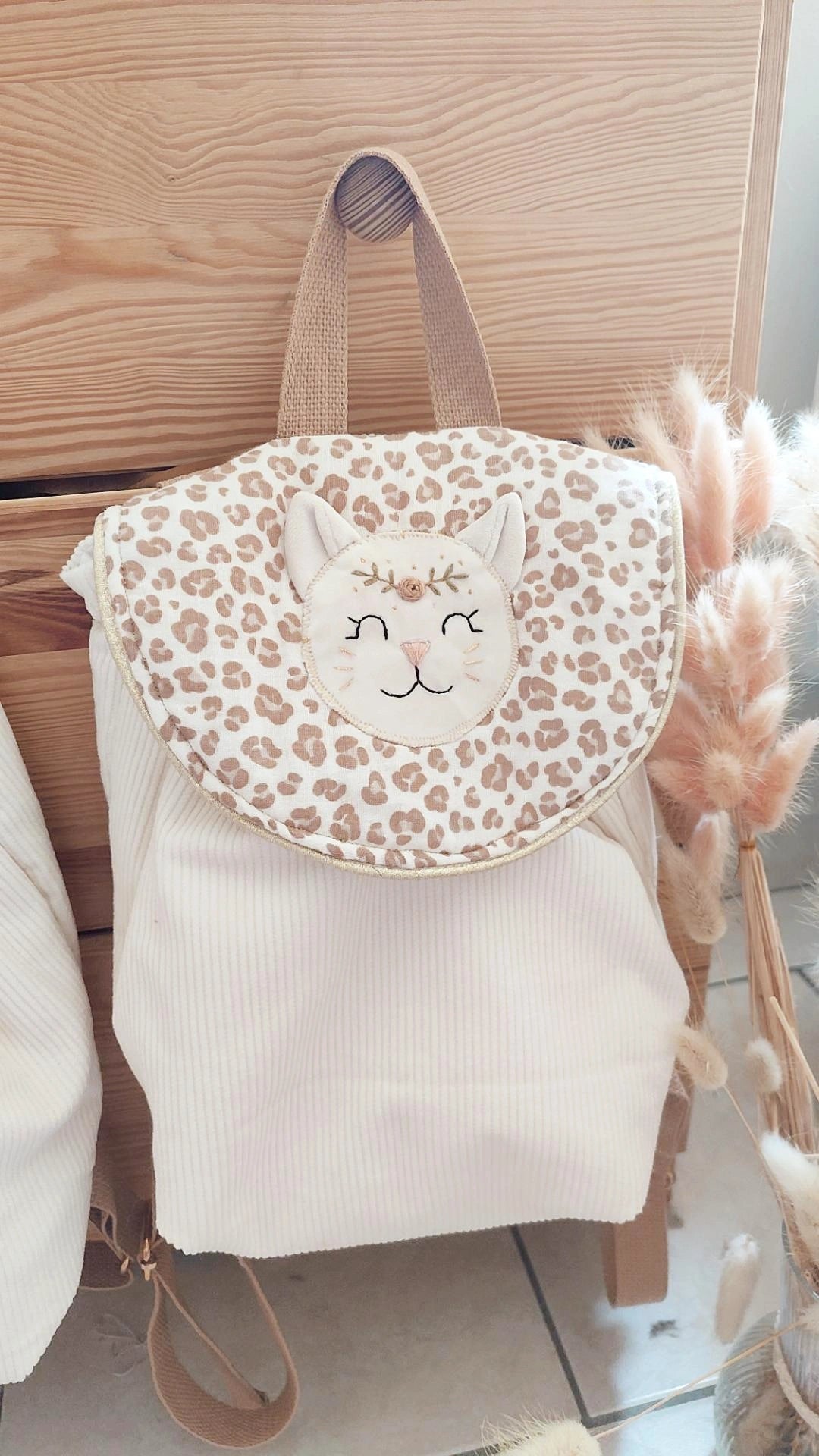 sac à dos fait main personnalisable Luna le chat