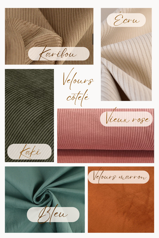 velours côtelé pour sac à dos et protège carnet personnalisé