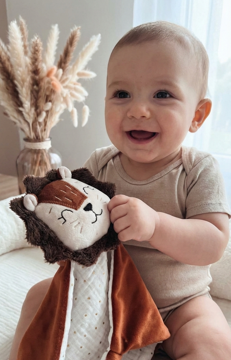 Doudou Léo le Lion personnalisé – Création faite main pour bébé