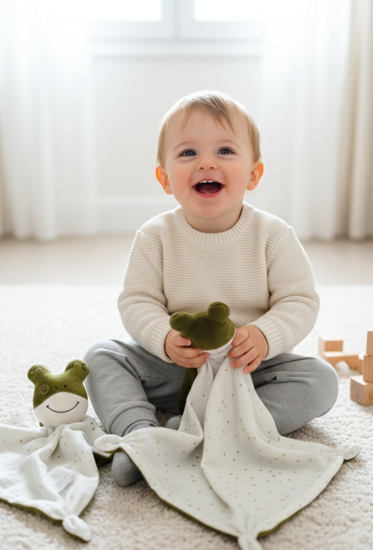 Doudou Garbo la grenouille personnalisé – Fait main avec amour
