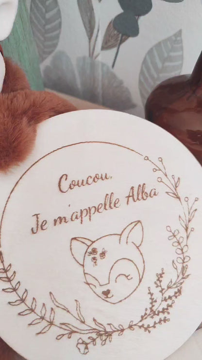 Plaque annonce naissance Prénom+ animal personnalisable
