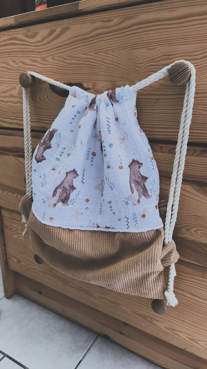 Sac pochon maternelle disponible – Modèle Ourson