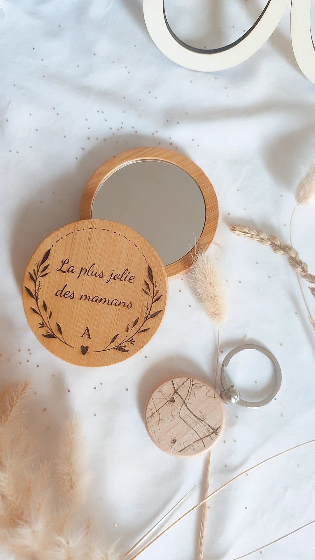✨ Mini Coffret Cadeau Noël Maman  – Miroir + Porte-clé personnalisé ✨