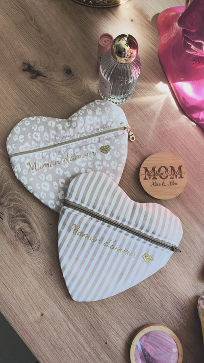 Pochette Cœur - modèle personnalisable tissu et texte
