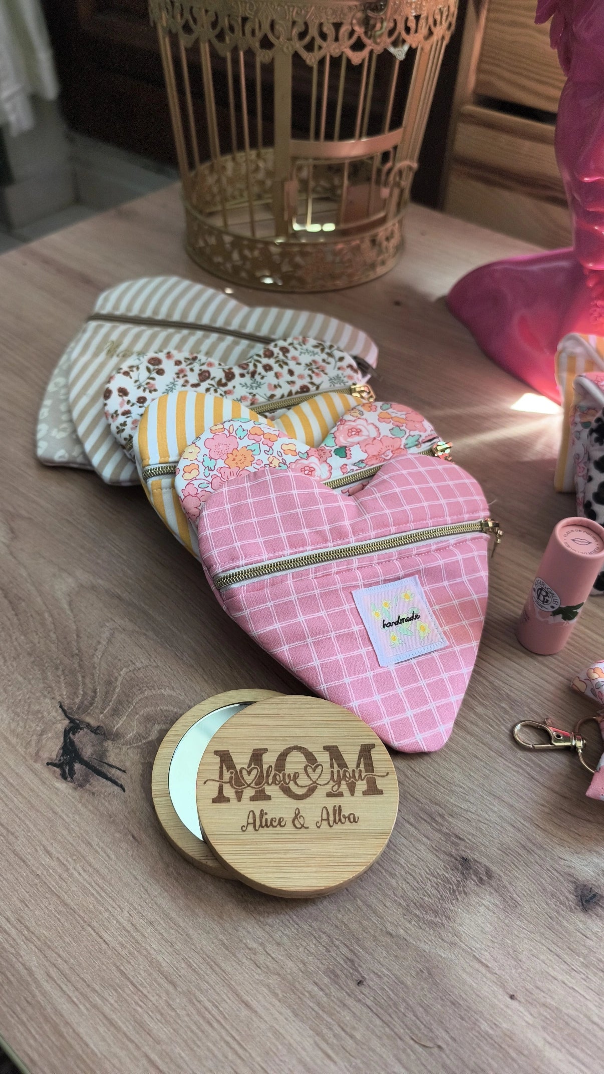 Porte Monnaie Coeur - modèle personnalisable tissu et texte