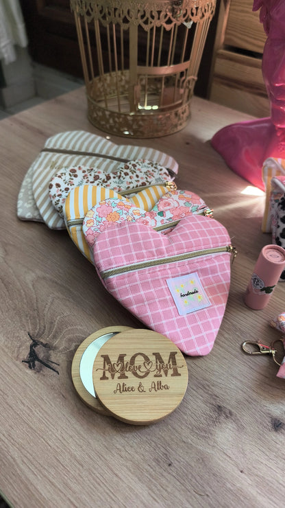 Porte Monnaie Coeur - modèle personnalisable tissu et texte