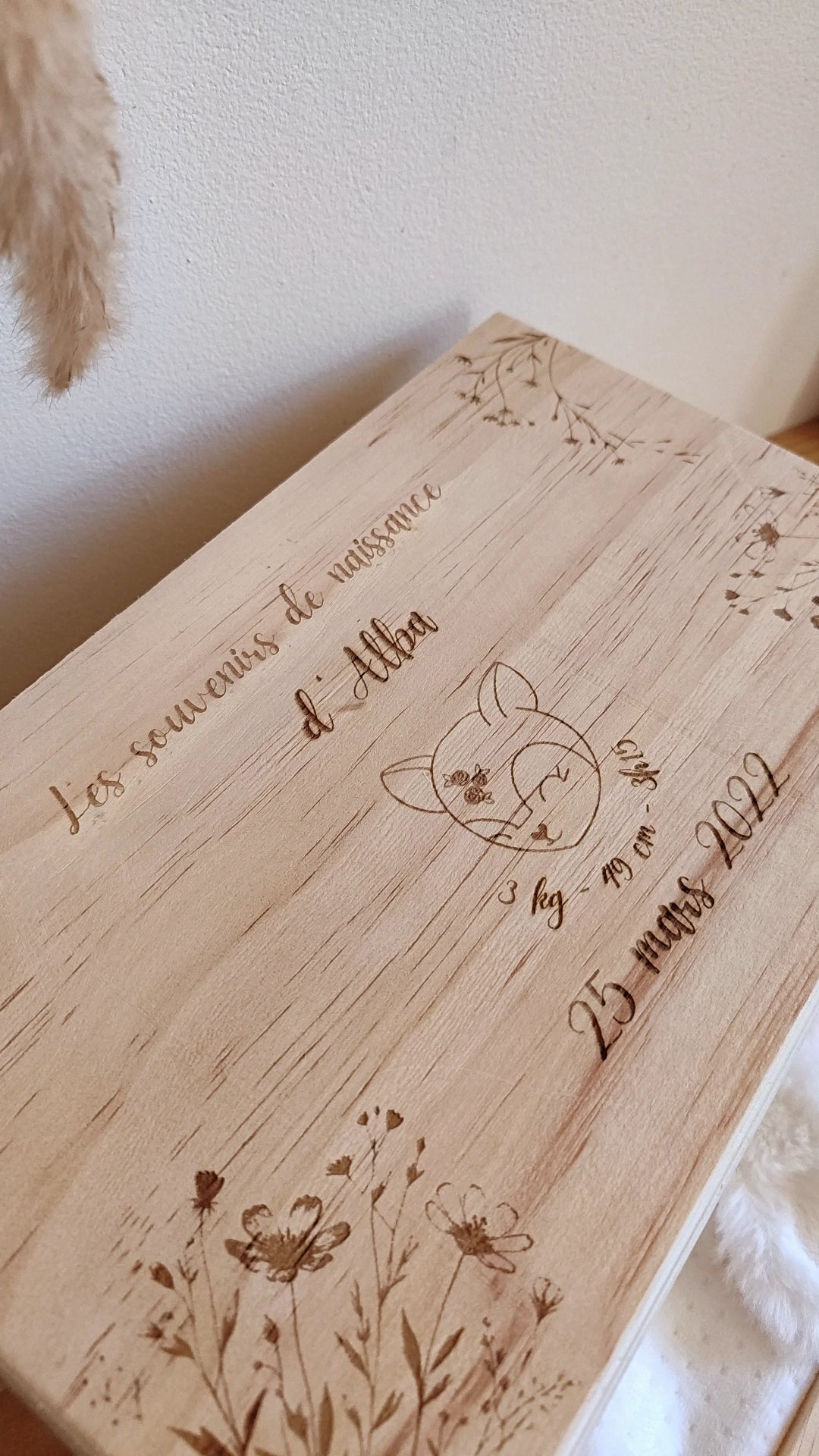Boite à souvenir bois gravé - personnalisable