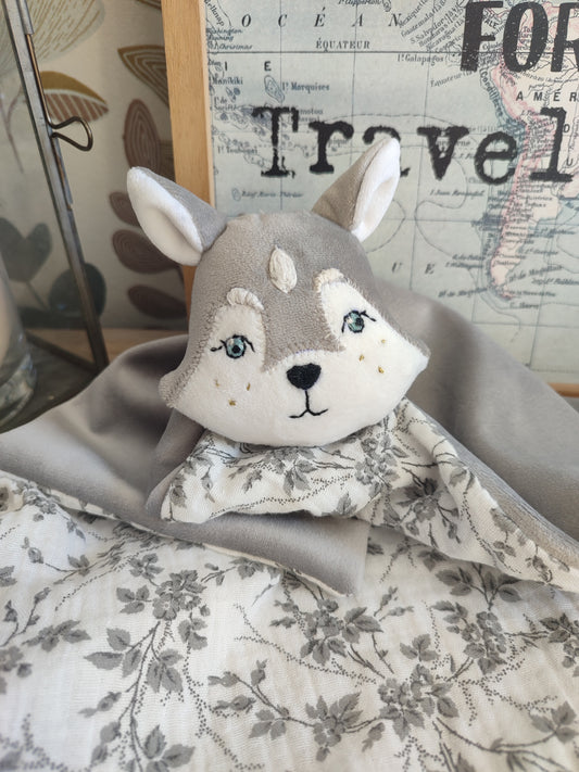 Doudou Snow le Husky - doudou fait main personnalisé