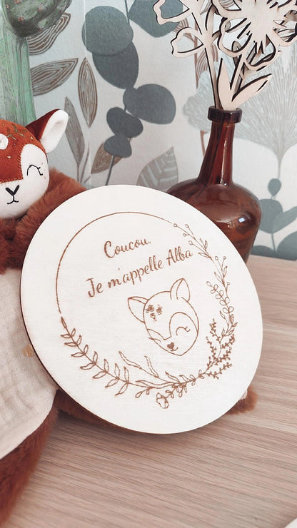 Plaque annonce naissance Prénom+ animal personnalisable
