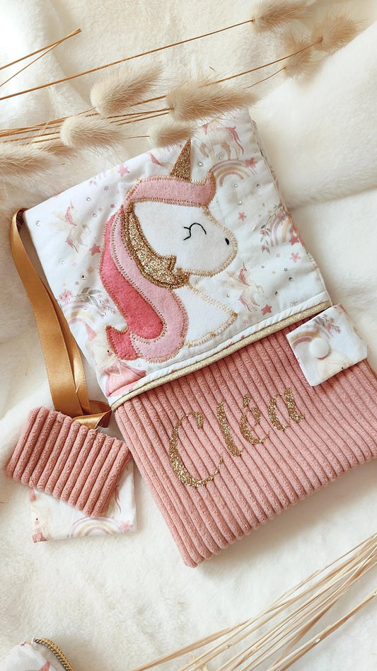 Protège carnet de santé Licorne - modèle Personnalisable