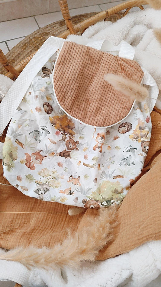 Sac à dos crèche / maternelle  - modèle ours en tissu fait main