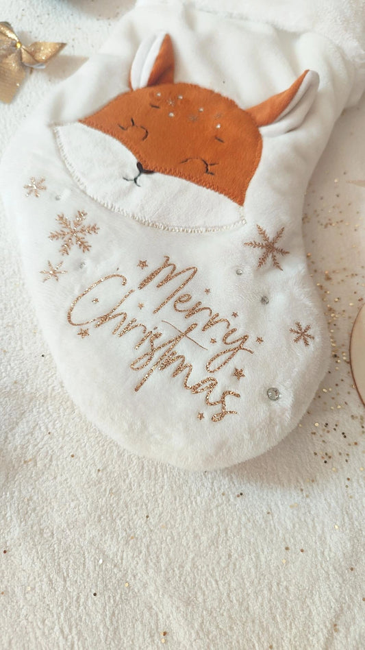 Chaussette de Noël modèle Léonard le Renard  - Personnalisable