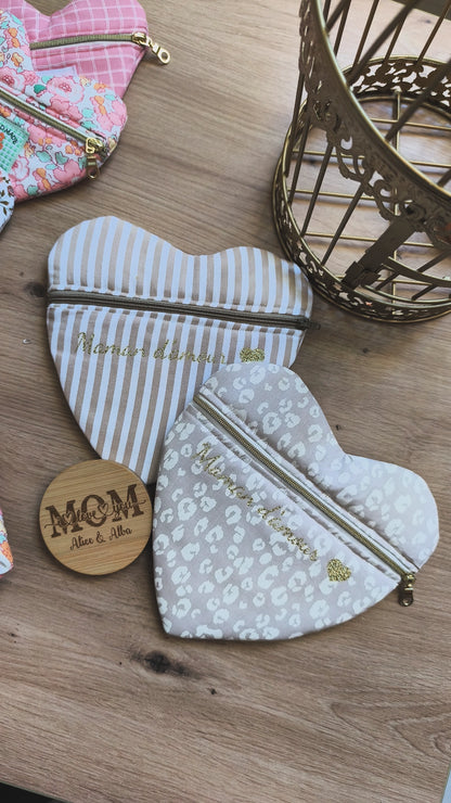 Pochette Cœur - modèle personnalisable tissu et texte