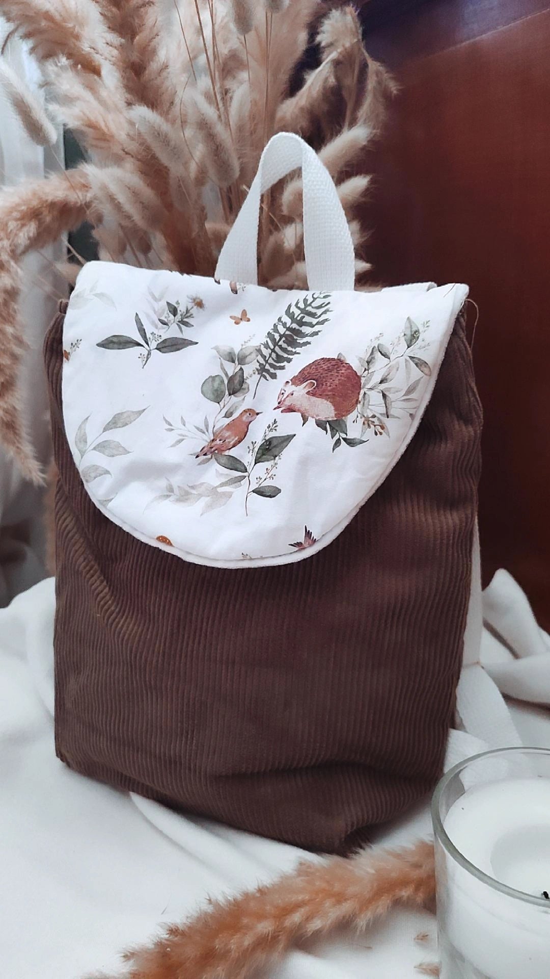 Sac à dos crèche / maternelle  – Modèle forêt en tissu fait main