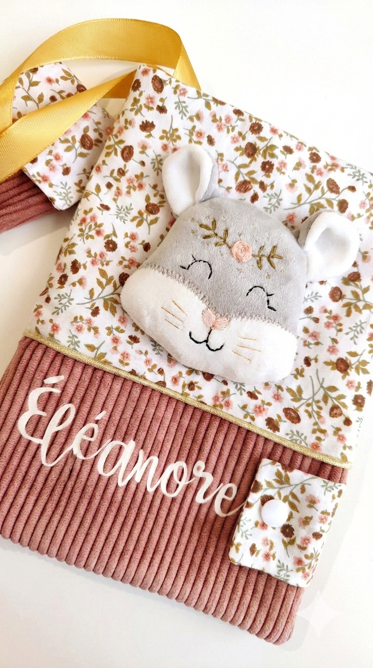 Protège carnet de santé souris - modèle Personnalisable