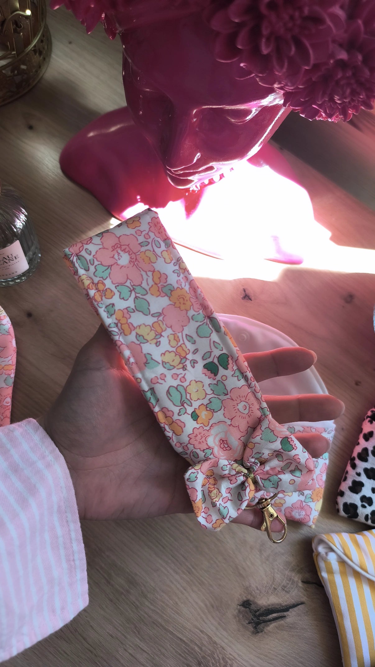 Ensemble Porte Monnaie Cœur / Porte clés / Etui à lunettes - modèle personnalisable tissu et texte