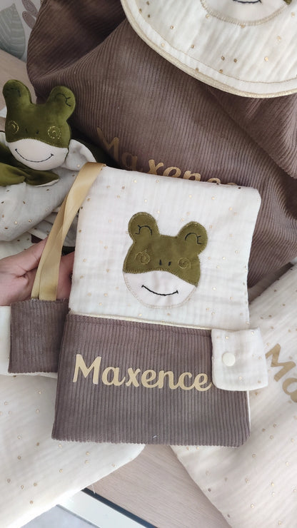 Protège carnet de santé grenouille  - modèle Personnalisable