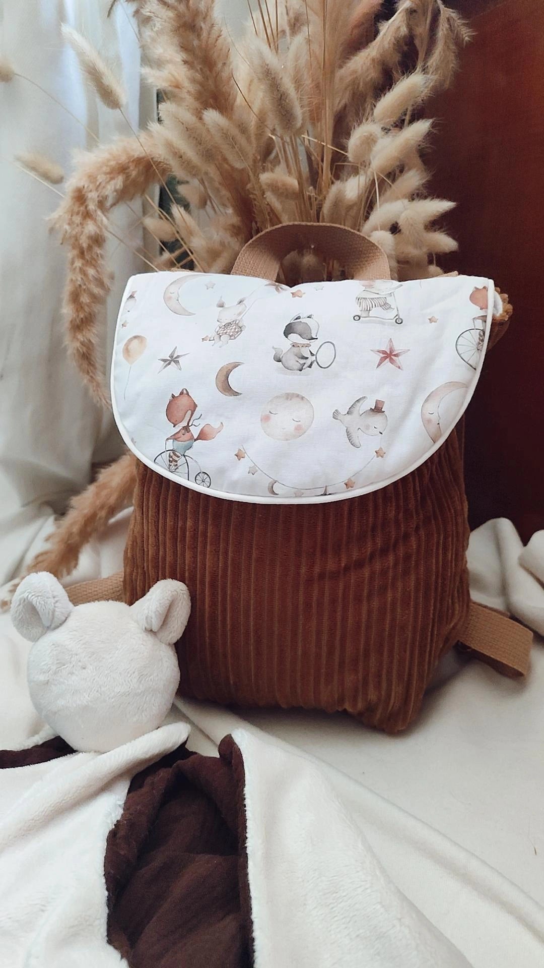 Sac à dos crèche / maternelle  - modèle animaux cirque en tissu fait main