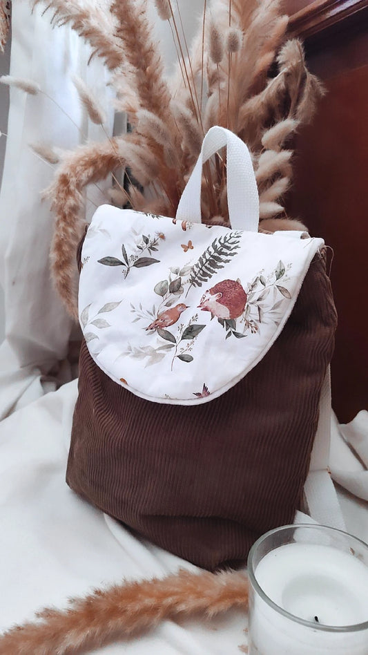 Sac à dos crèche / maternelle  – Modèle forêt en tissu fait main