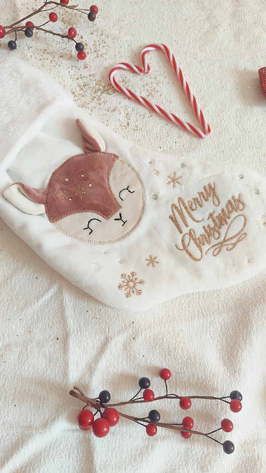 Chaussette de Noël Rosie La biche Rose ✨- Personnalisable
