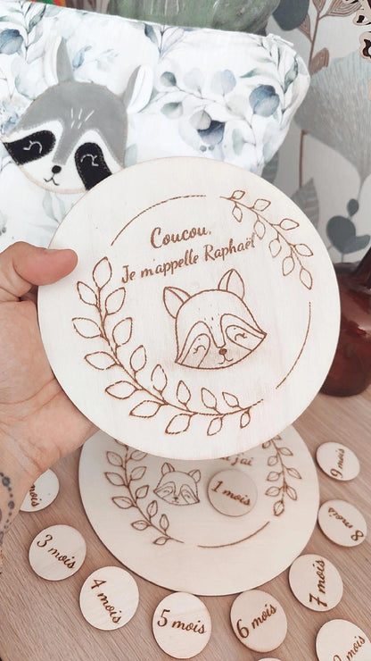 Plaque annonce naissance Prénom+ animal personnalisable