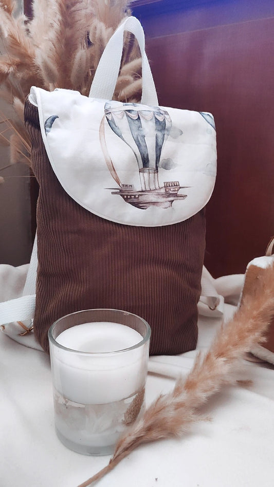 Sac à dos crèche / maternelle  - modèle montgolfière en tissu fait main