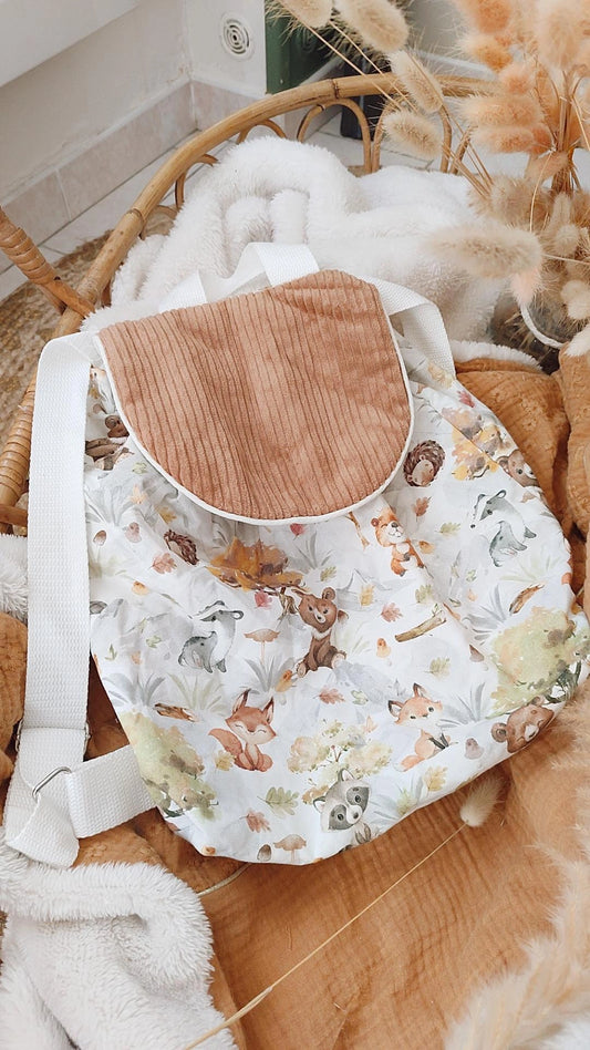 Sac à dos crèche / maternelle  - modèle ours en tissu fait main