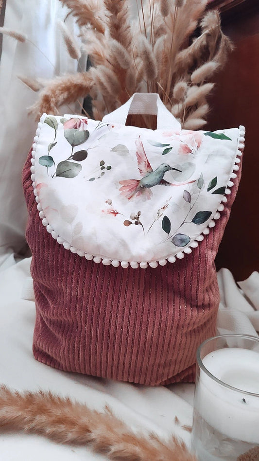 Sac à dos crèche / maternelle  – Modèle colibri en tissu fait main