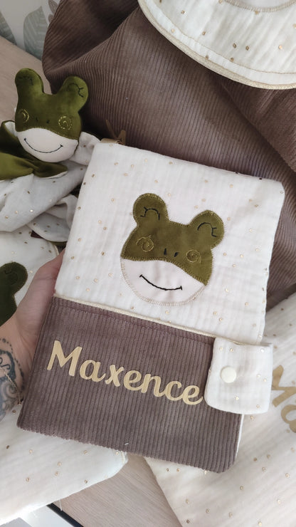 Protège carnet de santé grenouille  - modèle Personnalisable