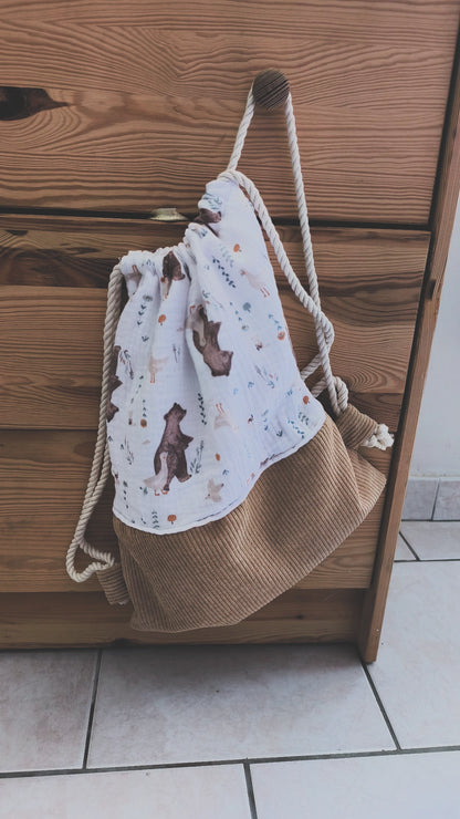 Sac pochon maternelle disponible – Modèle Ourson
