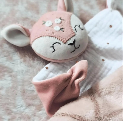 Doudou Biche Rose  disponible -  grand modèle Blanc et Or