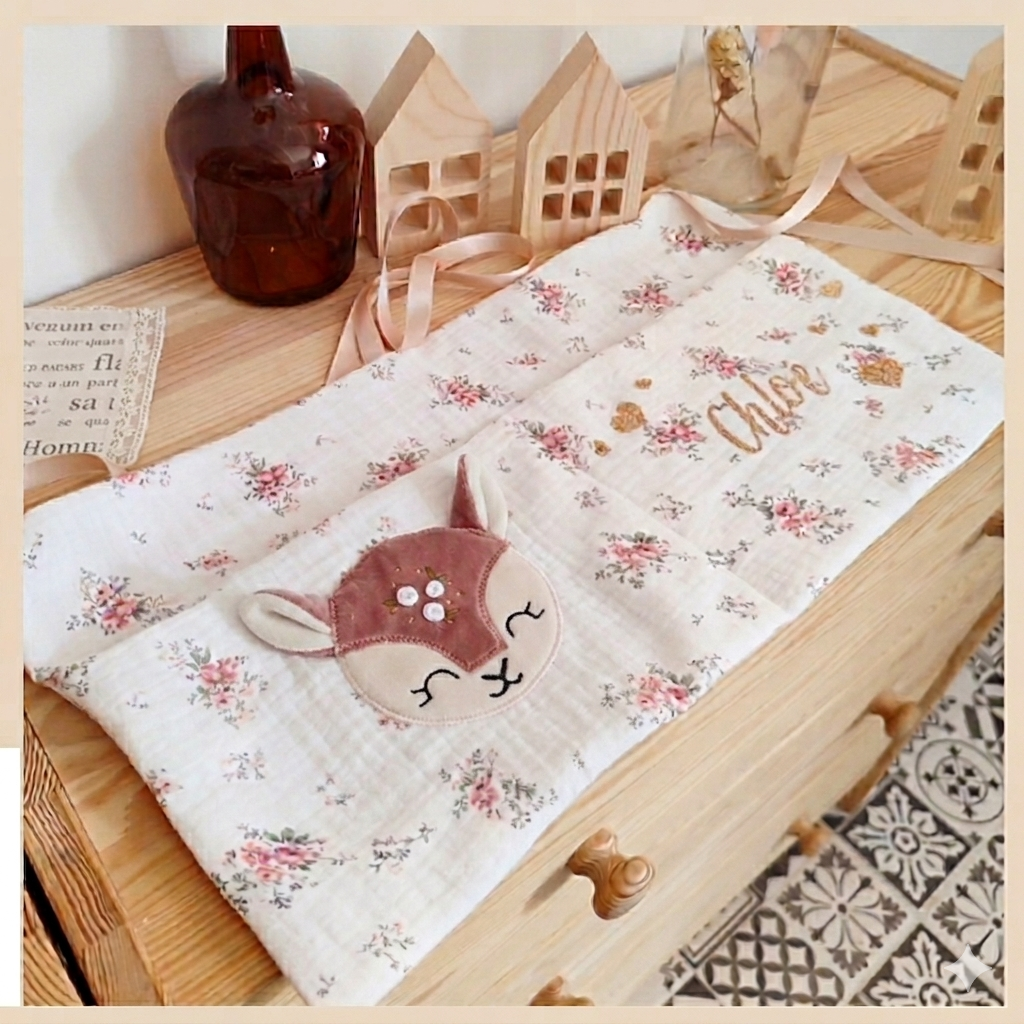 Range doudous avec applique biche Rosie Rose - modèle Personnalisable