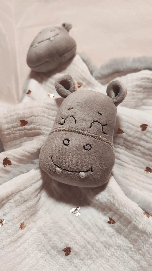 Doudou Hippopotame - doudou fait main personnalisé