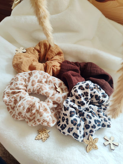 Chouchou Gaze de coton Léopard Lot de 2