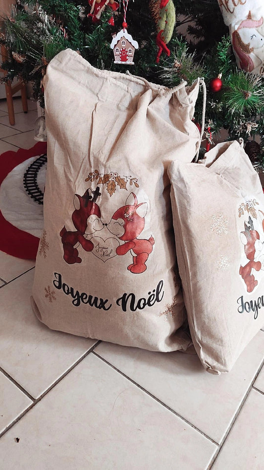 ✨ Hotte de Noël en toile de coton – modèle Rosie et Séraphin petit modèle dispo✨