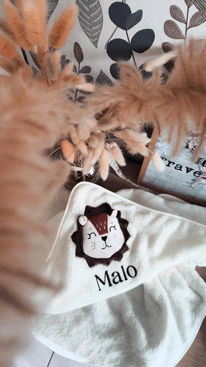 Cape de bain à applique animal lion - modèle personnalisable
