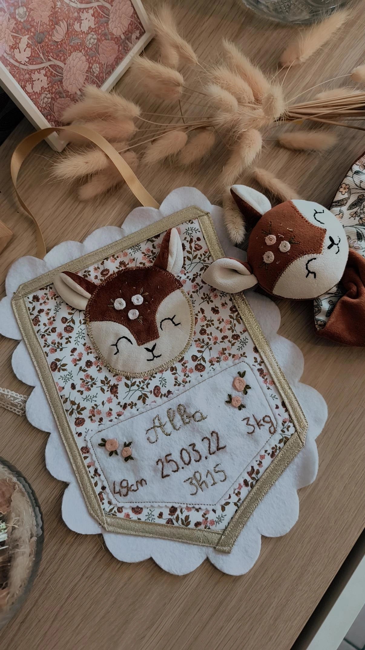 Fanion déco souvenir de naissance sur mesure et unique ✨