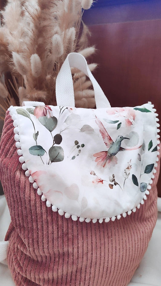 Sac à dos crèche / maternelle  – Modèle colibri en tissu fait main